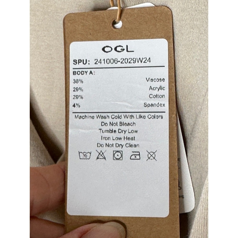 NEW OGL Eco-Mousse Thermal Wrap Top Beige Long Sleeve Ruched Size 2XL Minimalist - Picture 6 of 9